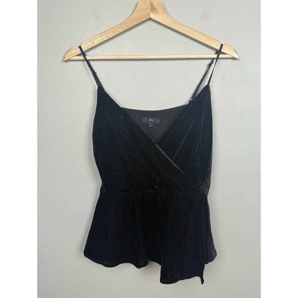 J.Crew Black Velvet Babydoll Peplum Camisole Y2K‎ Sexy Whimsigoth Vamp Chic Cami